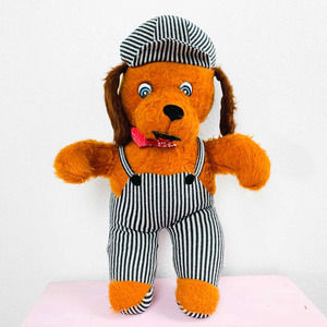 Vintage Peoria Plastic Co. Anthropomorphic Plush Bear Brown Teddy in Overalls